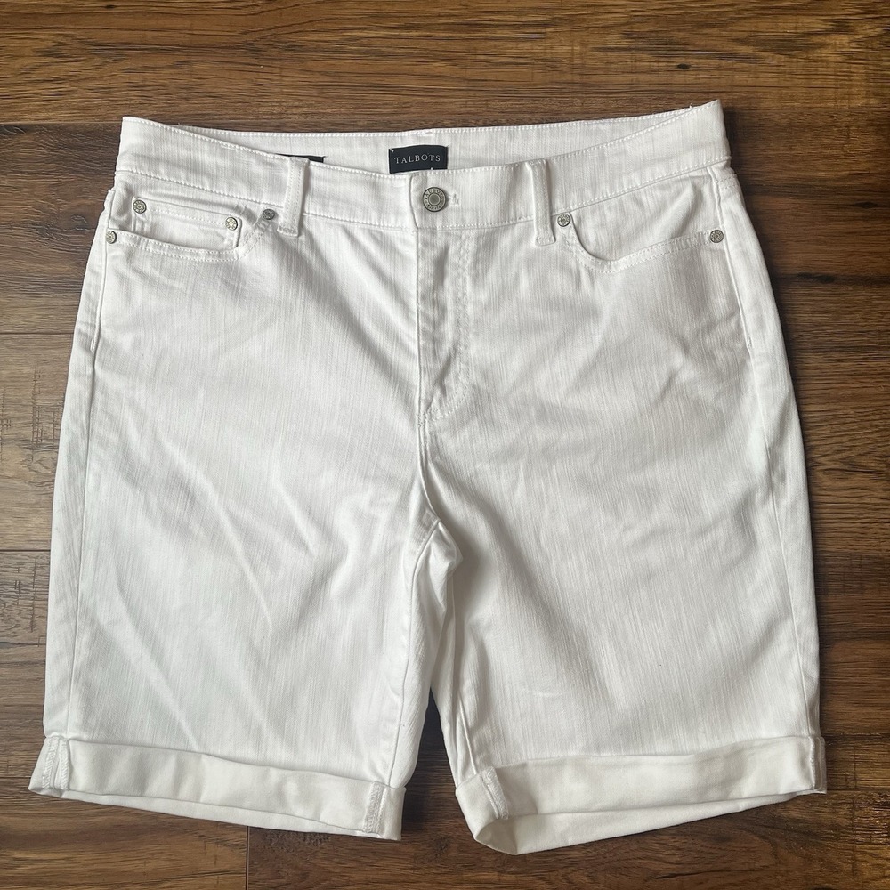 Talbots White Roll-Cuff Bermuda Shorts